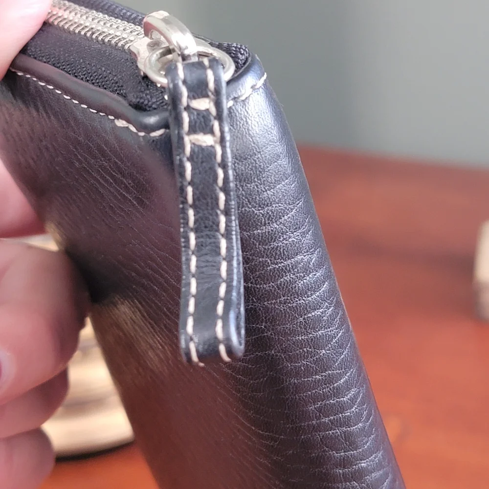 Coach Chelsea Black Pebbled Leather Accordion Zip Around Wallet